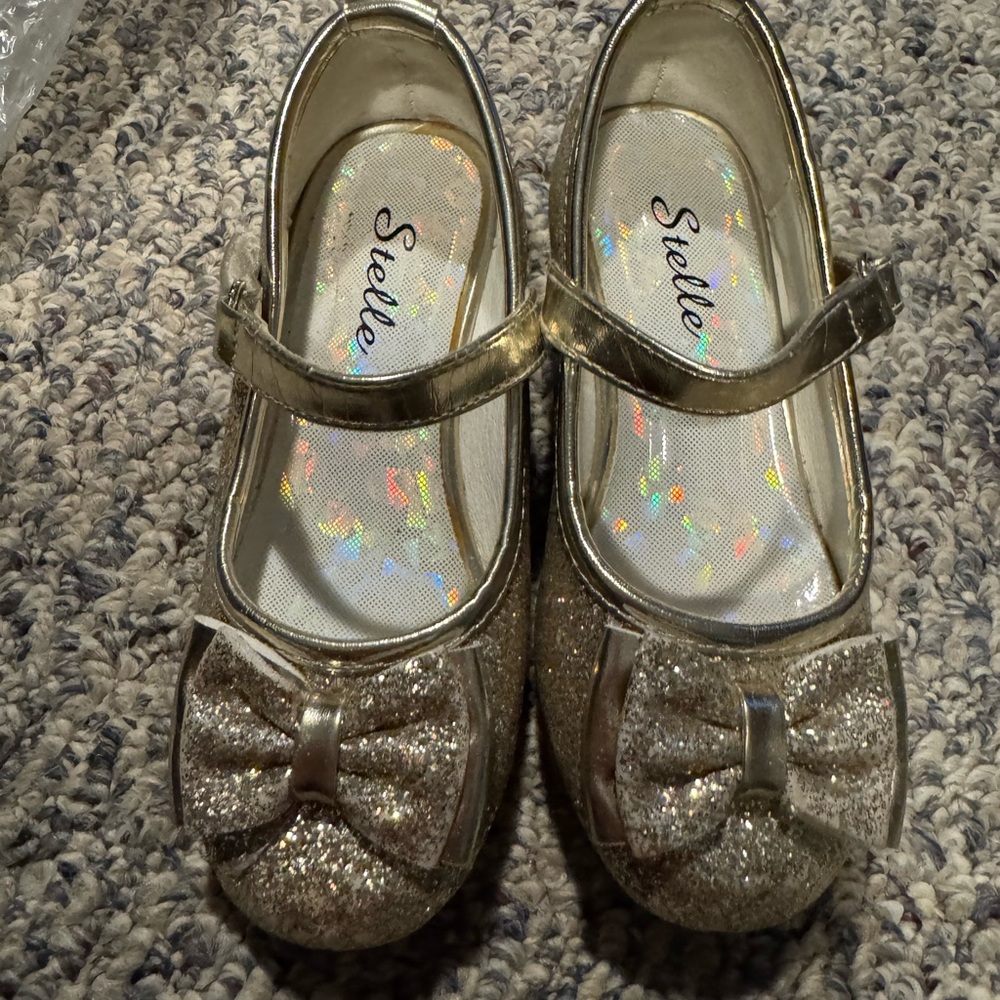 Elle Glittery Gold Kids Dress Shoes